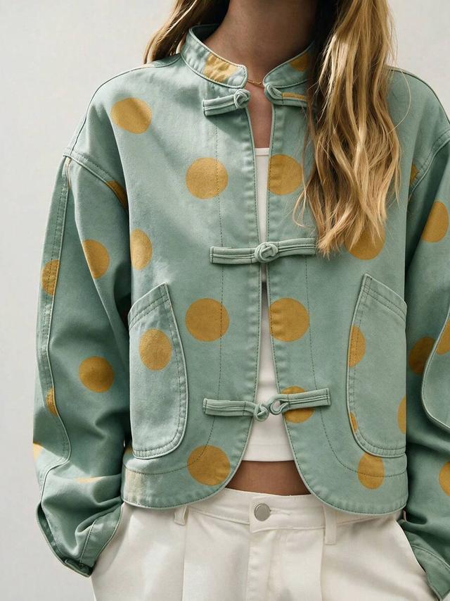 nöista oversize cropped jacket with chinese buttons