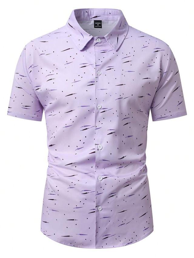 men's lavender all-over print short sleeve casual shirt