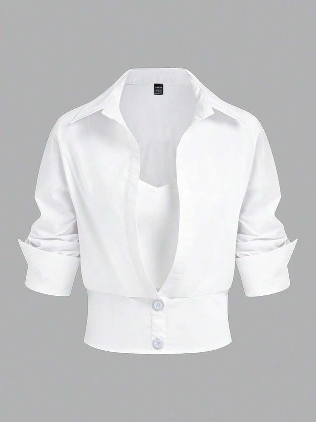 white button-down long sleeve pleated waist blouse