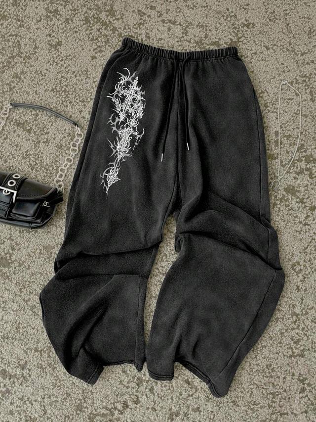 washed dark green goth straight sweatpants