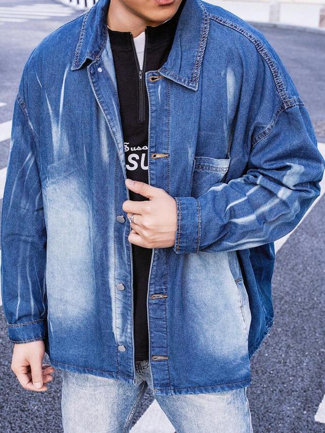 men's extra loose denim shirt with drop shoulder