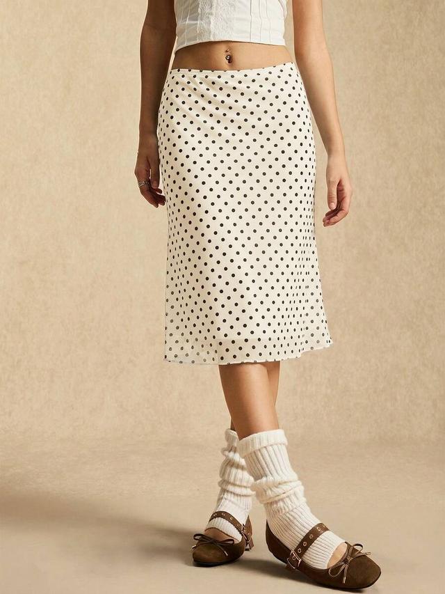 coffee brown mesh polka dot midi skirt