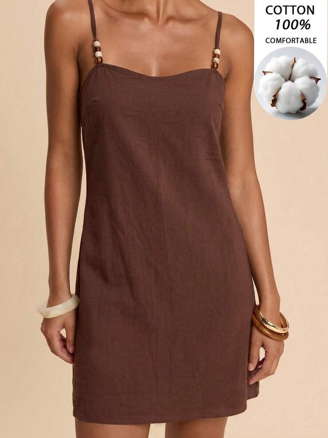 travachic elegant casual dark brown vacation mini dress