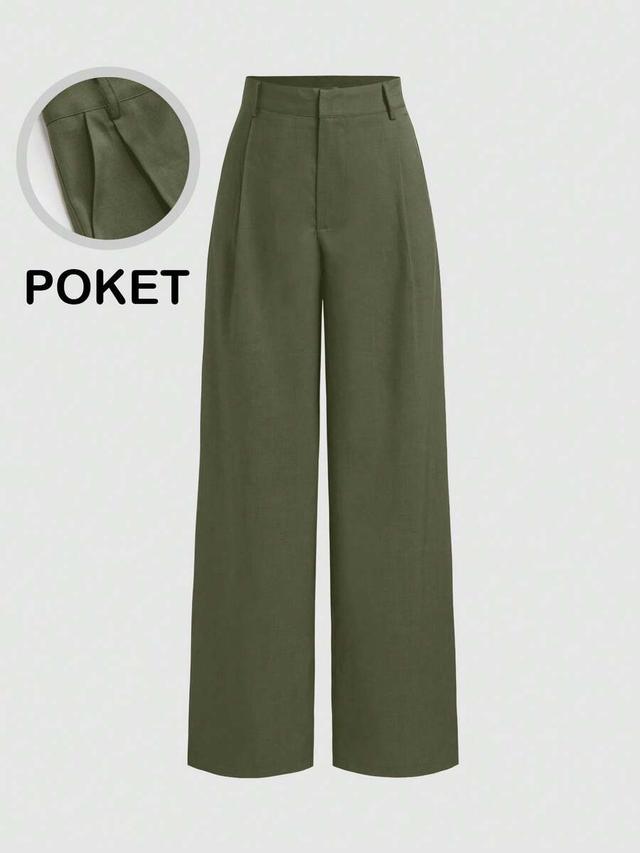 minimalist navy blue wide leg suit pants
