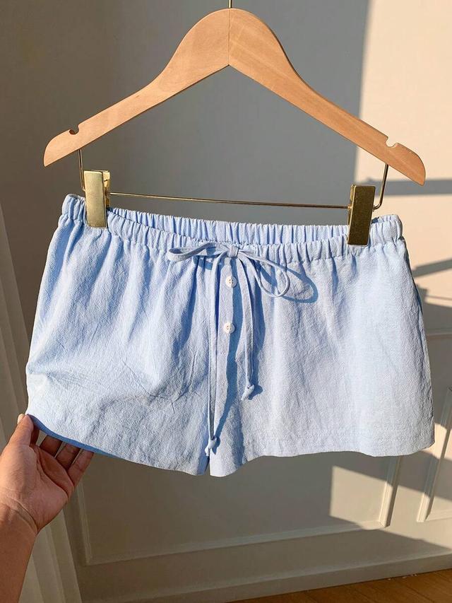 comfortcana women's blue plain casual straight leg shorts