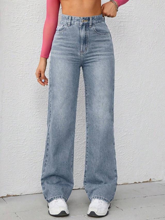 light wash high waisted wide leg denim jeans