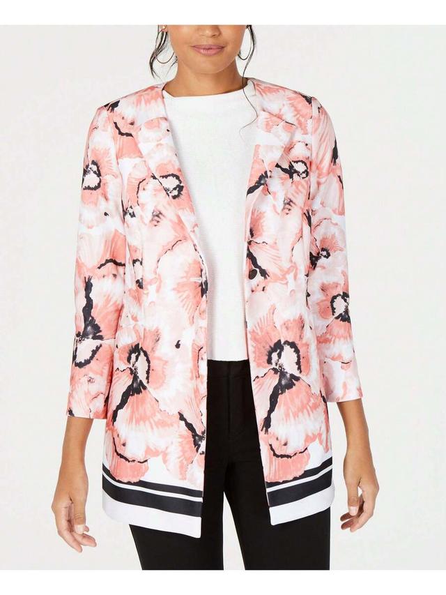 printed one-button floral jacket