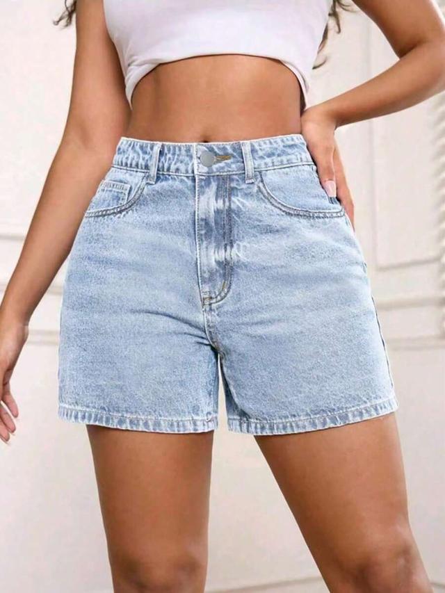 light wash high waisted denim shorts