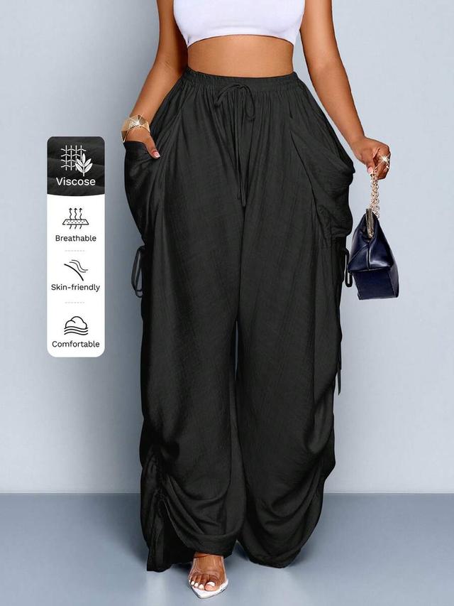 black loose drawstring pants with pockets