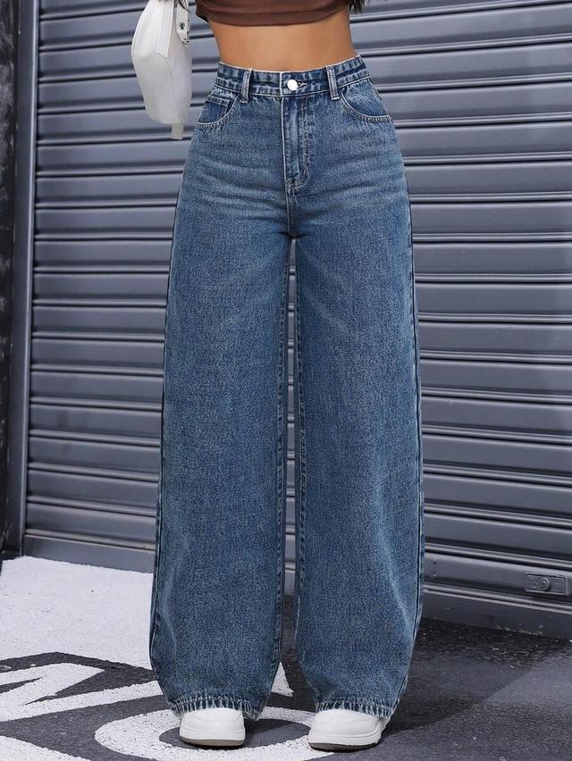 flirla women's casual high waist wide leg jeans