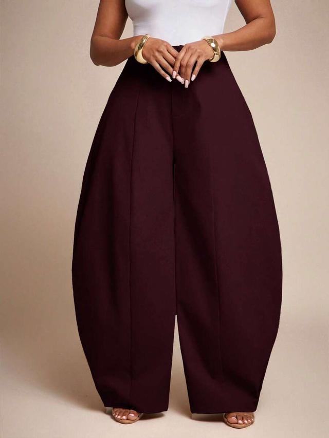 vixey seam detail high waist barrel leg office pants