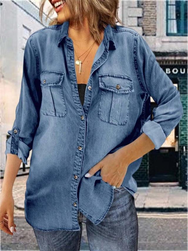 oversized denim button down shirt shacket
