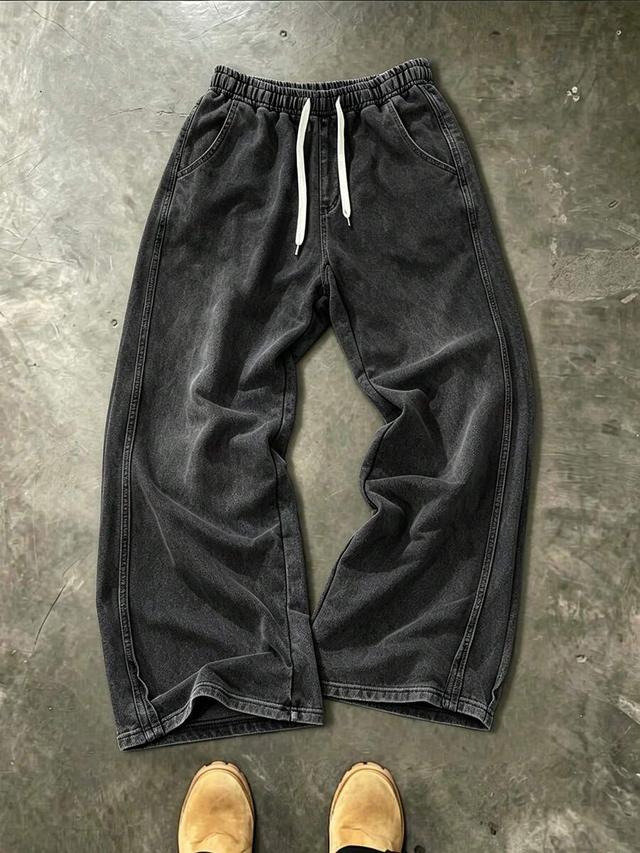 washed black y2k loose straight skate pants vintage washed denim