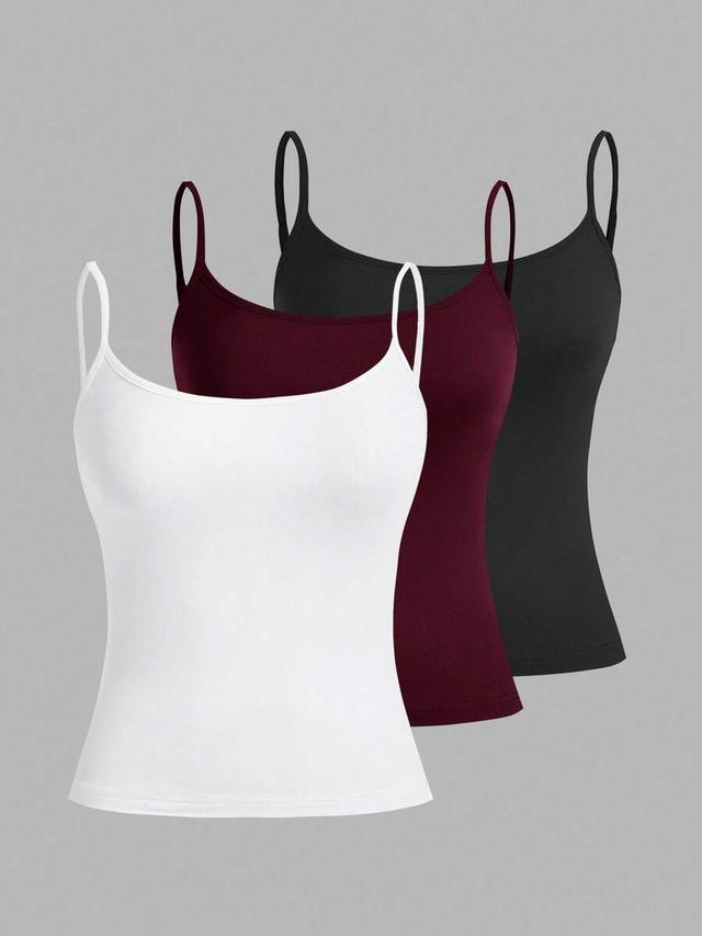 white simple cotton blend camisole tank top