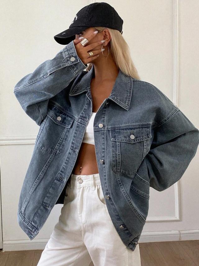 oversized vintage wash denim jacket