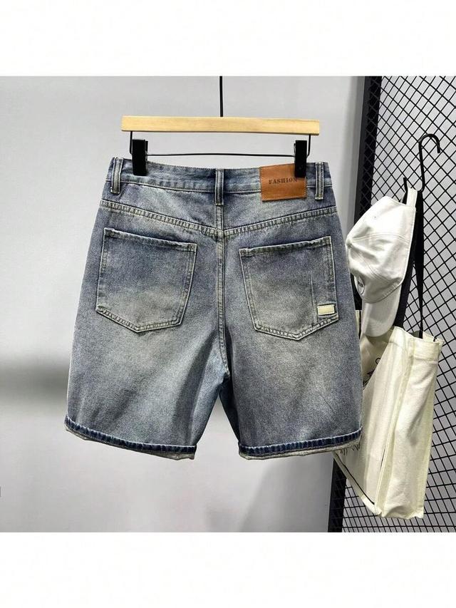 men's patchwork retro denim casual shorts