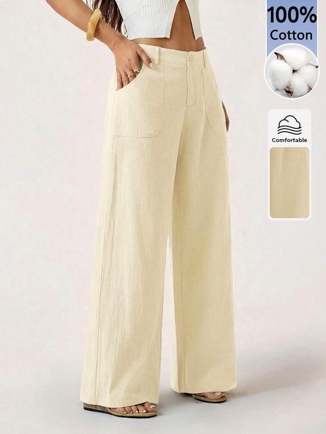 washed cotton low waist straight leg trousers