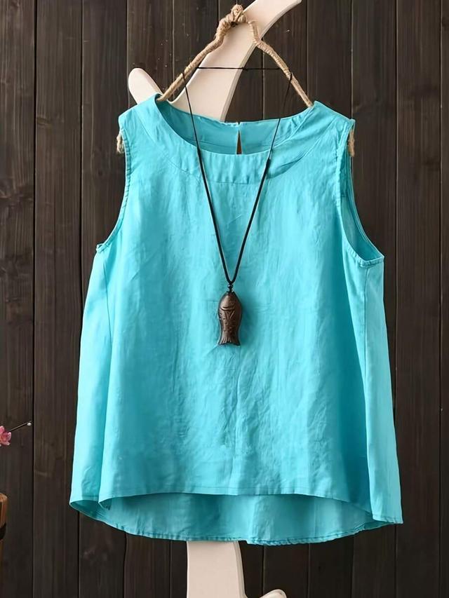light green linen sleeveless bohemian tank top