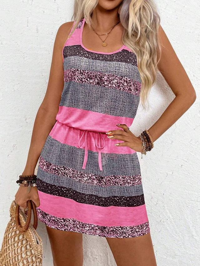 women wide strap wireless solid color patchwork casual mini dress
