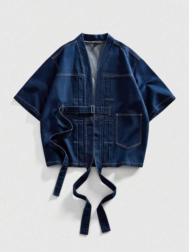 loose denim shirt with ribbon tie detail