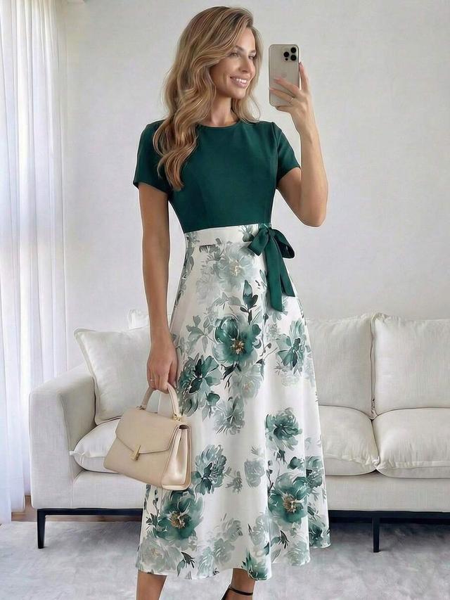 floral print maxi dress with waist tie