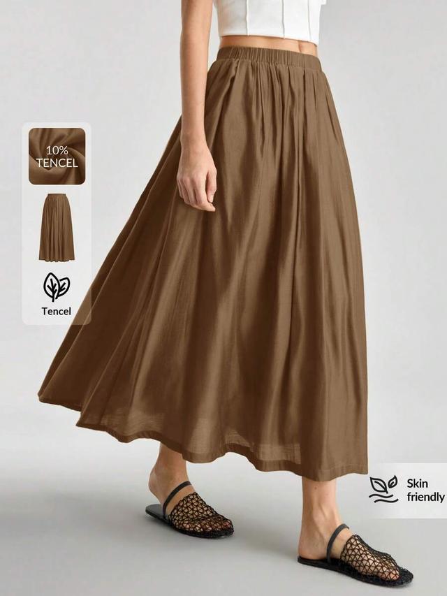 green pleated loose waist vacation skirt