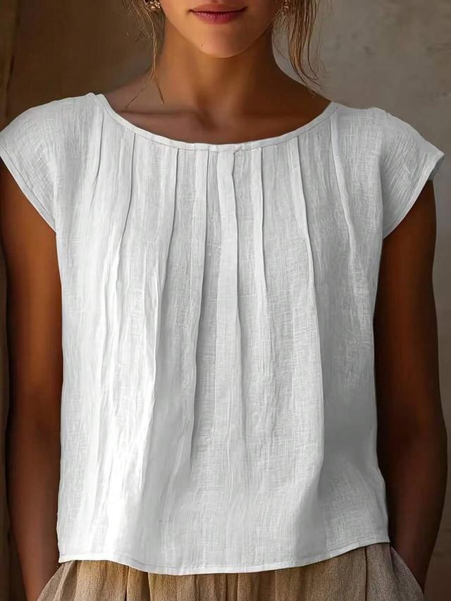 women's elegant pleated bust design white blouse