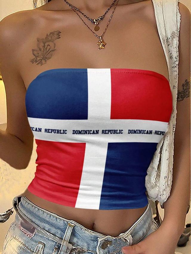 flag print dominican republic flag print bandeau top