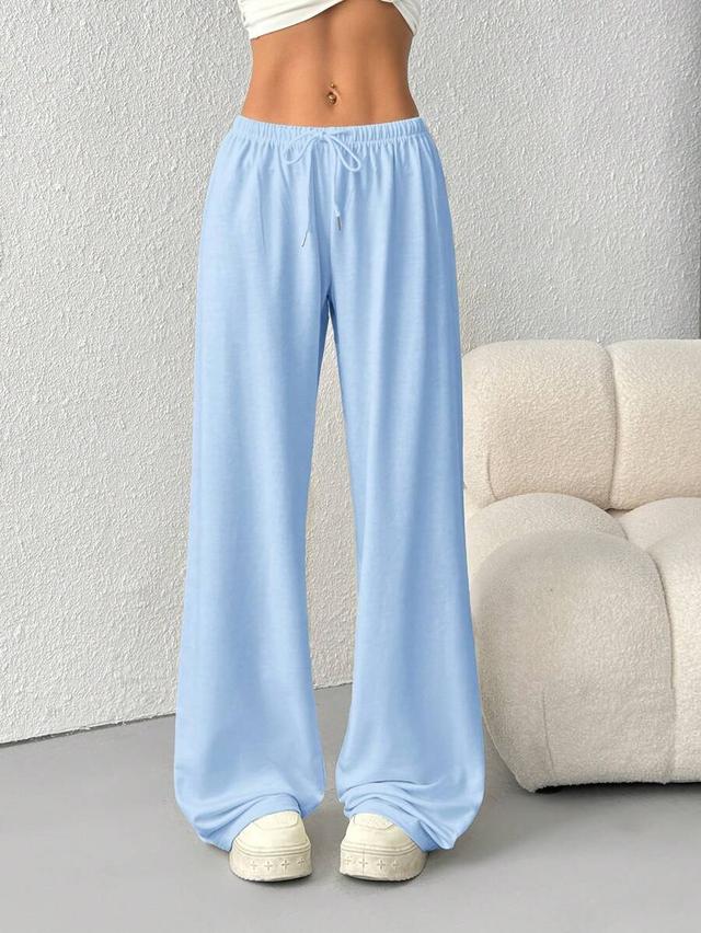 light blue drawstring waist straight leg casual sweatpants