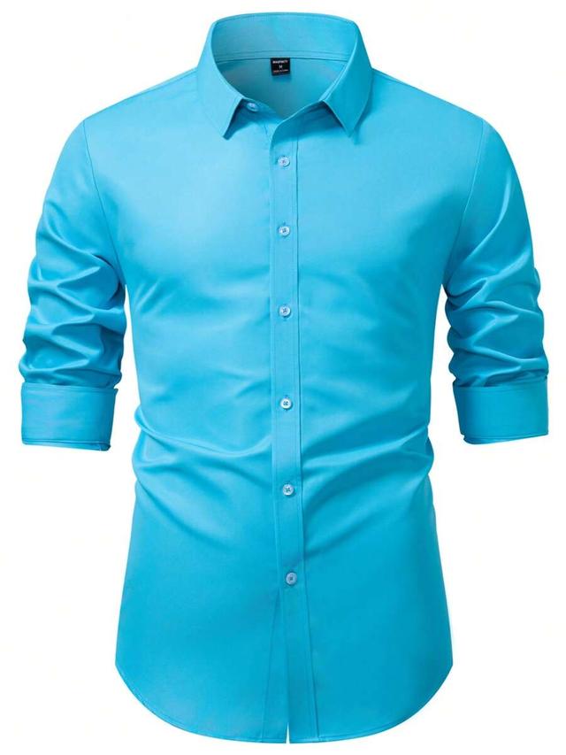 stylish teal blue long sleeve formal shirt