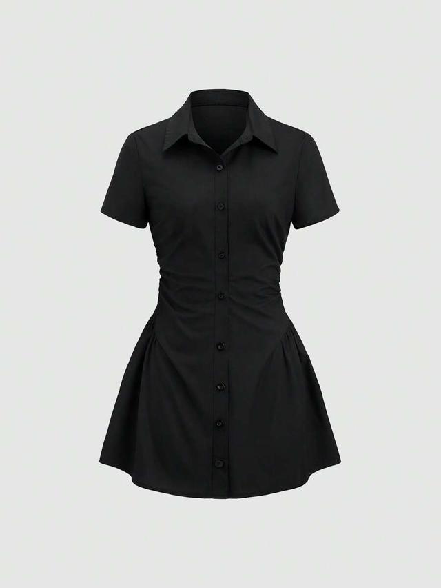 sweetra waistline shirt dress casual sexy mini female fashion