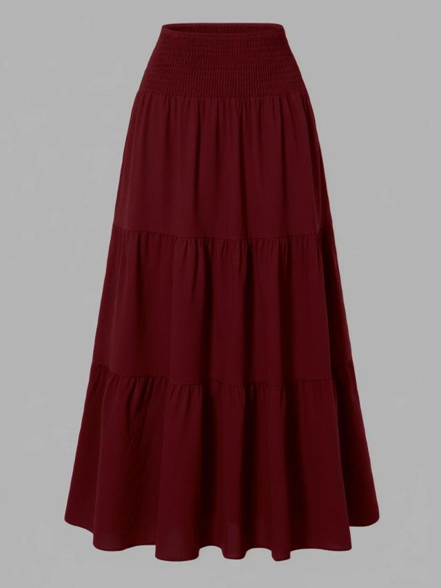 solid color minimalist ruffle hem crinkle skirt