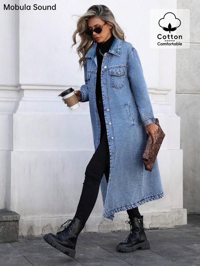 long denim trench coat jacket