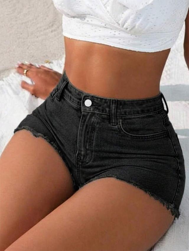 women's sexy distressed stretch slim fit denim shorts
