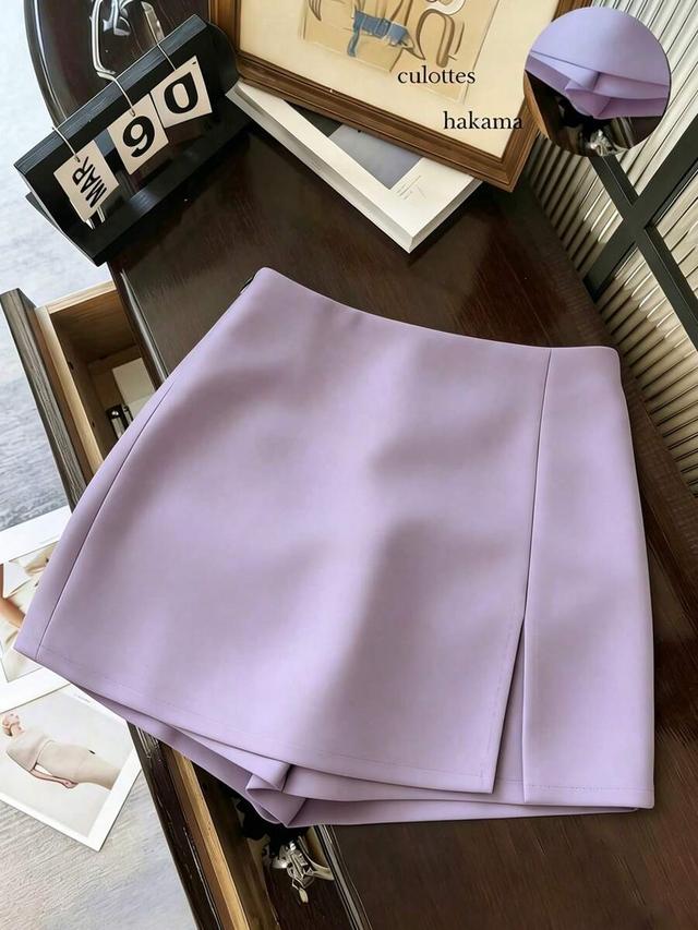 purple high waist slit skorts