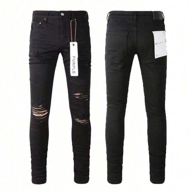 men's distressed black denim jeans with paint splatter