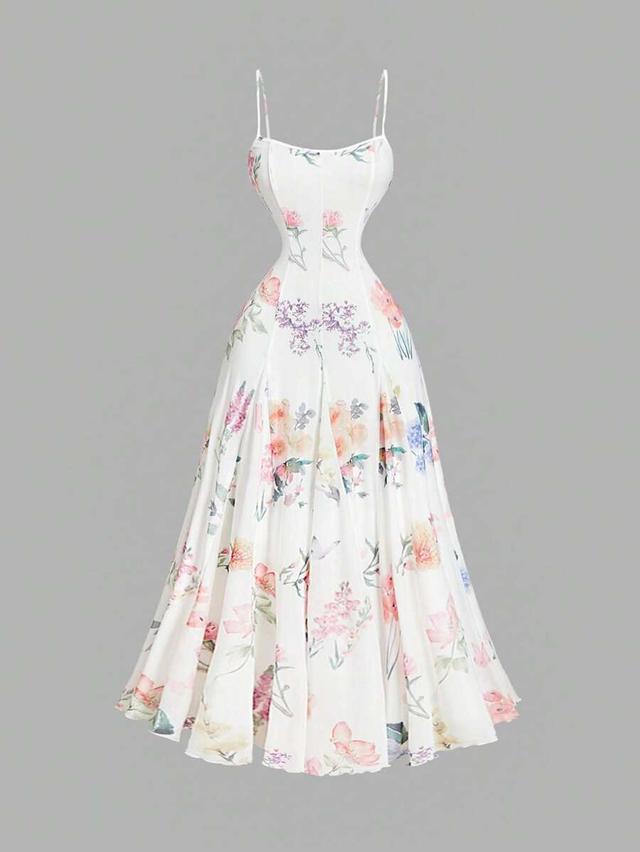 white floral cottagecore tea party long dress