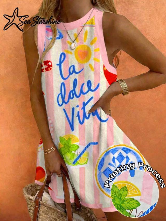 pink striped la dolce vita printed shift dress