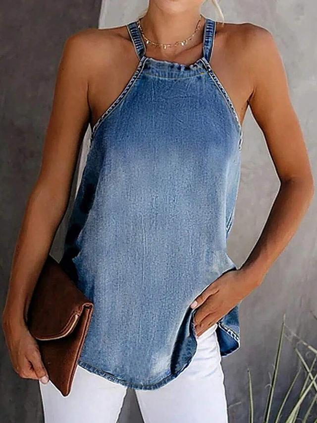 women's ombre denim halter camisole