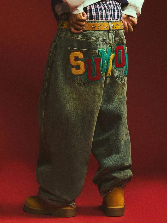 acid wash denim wide leg baggy jeans