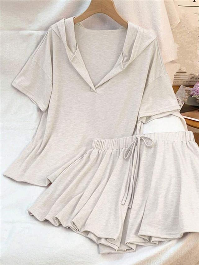 women's casual hooded two piece loungewear set