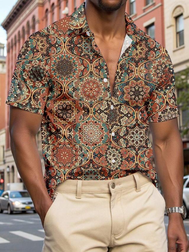 azurnel carpet retro pattern short sleeve shirt