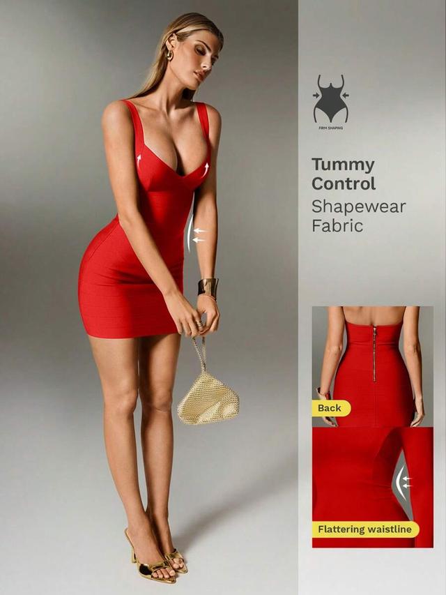 red bandage bodycon mini dress