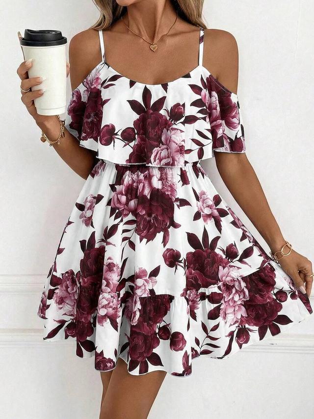 floral print ruched cami mini dress