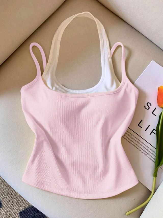 pink resyla women's casual sleeveless slim fit tank top