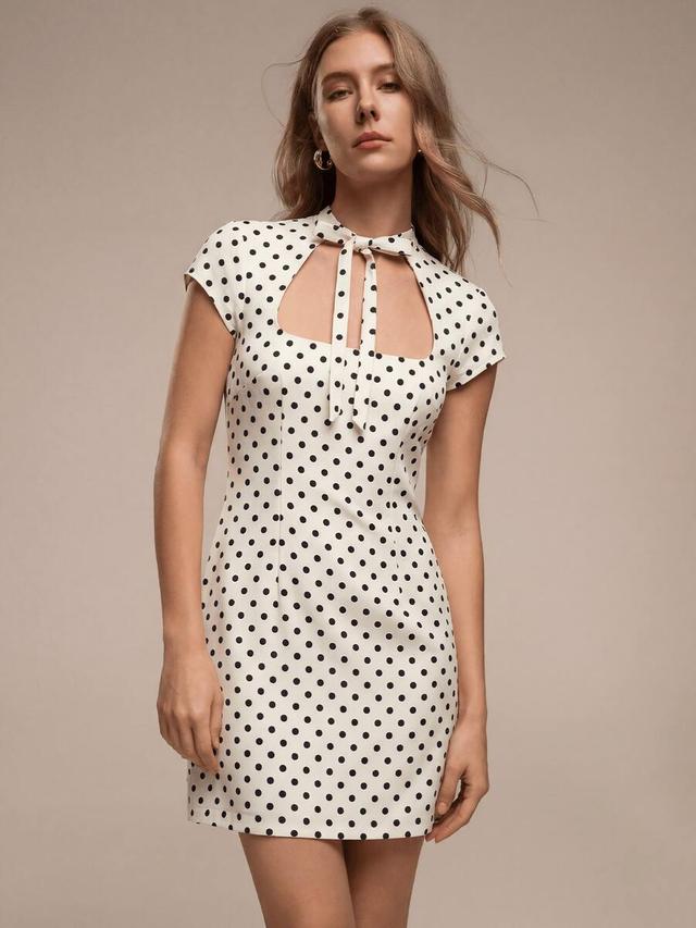 white polka dot front tie bow summer dress