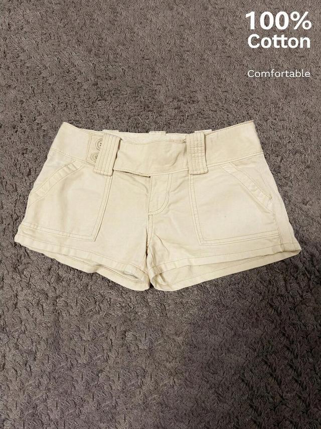 beige retro low-waist cargo mini shorts