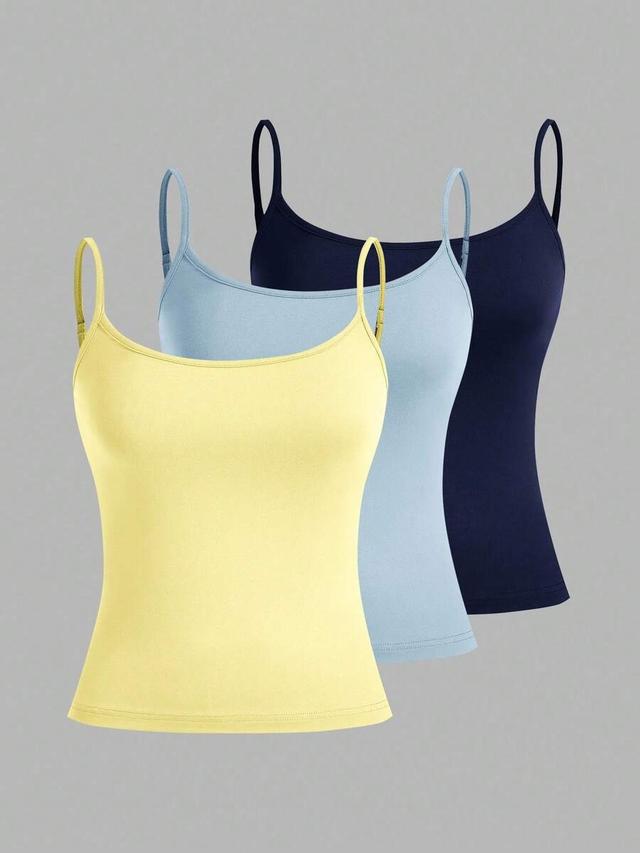 navy simple cotton camisole tank top set