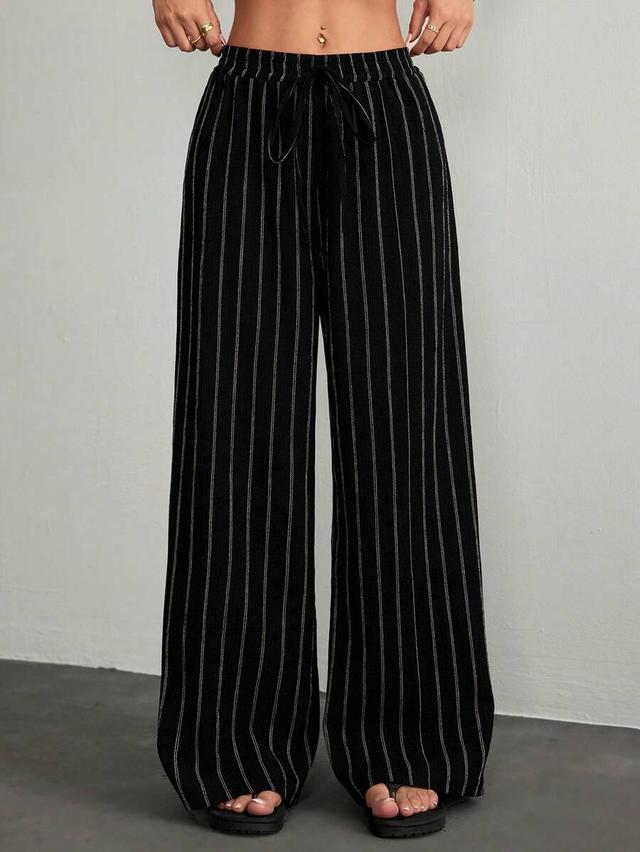 black and white striped wide leg lounge pants
