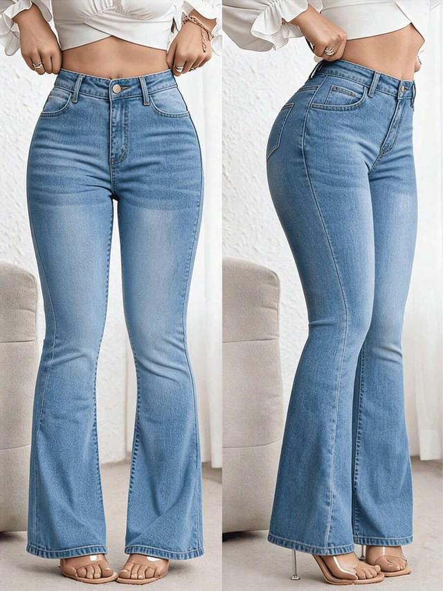 light wash high waisted flared denim jeans